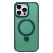 Чехол iPh 15 Pro Max пластик с откидным кольцом с SafeMag зелёный