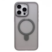 Чехол iPh 15 Pro Max пластик с откидным кольцом с SafeMag серый