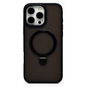 Чехол iPh 16 Pro Max пластик с откидным кольцом с SafeMag чёрный