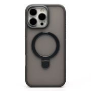 Чехол iPh 16 Pro Max пластик с откидным кольцом с SafeMag серый