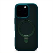 Чехол iPh 16 Pro пластик с откидным кольцом с SafeMag зелёный
