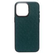 Чехол iPh 15 Pro Max экокожа с SafeMag зелёный