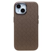Чехол iPh 15 экокожа с SafeMag коричневый