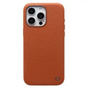 Чехол iPh 15 Pro Max натуральная кожа структурная с SafeMag коричневый