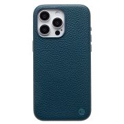 Чехол iPh 15 Pro Max натуральная кожа структурная с SafeMag синий