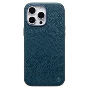 Чехол iPh 16 Pro Max натуральная кожа структурная с SafeMag синий