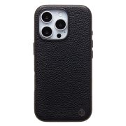 Чехол iPh 16 Pro натуральная кожа структурная с SafeMag чёрный