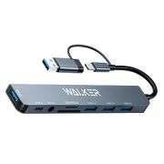 Разветвитель HUB > Type-C  Walker WHUB-53 3USB2.0/USB3.0/USB-С/AUX/MicroSD/SD + USB
