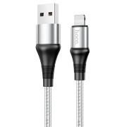 Кабель USB - Lightning Hoco X50, 2.4A, 1м, текстиль, серый