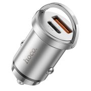Адаптер Автомобильный - Hoco NZ10, 1USB/1USB-C/PD45W/QC3.0/PD45W/3A серебристый
