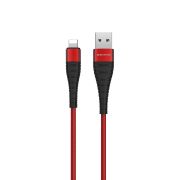 Кабель USB - Lightning Borofone BX32, 2.4A, 1м, текстиль, красный