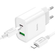 Адаптер Сетевой с кабелем Lightning/Type-C - Hoco C80A Plus, 1USB-C/PD20W белый