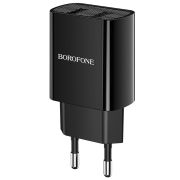 Адаптер Сетевой с кабелем Lightning/USB - Borofone BA53A, 2USB/2.1A чёрный