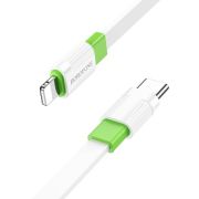 Кабель Type-C - Lightning Borofone BX89, 3А/PD20W, 1м, белый/зелёный