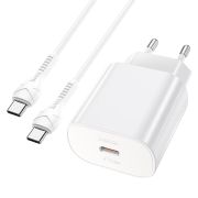 Адаптер Сетевой с кабелем Lightning/Type-C - Hoco N22, 1USB-C/PD25W белый