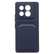 Чехол Infinix Note 40 5G силикон матовый с картхолдером и контрастными кнопками синий