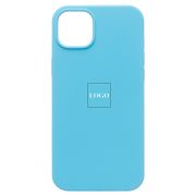 Чехол iPh 14 Plus силикон Soft Touch с лого синий светлый