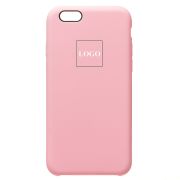 Чехол iPh 6/6S силикон Soft Touch с лого розовый светлый