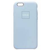 Чехол iPh 6/6S силикон Soft Touch с лого бледный синий