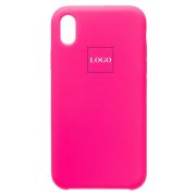 Чехол iPh XR силикон Soft Touch с лого розовый тёмный
