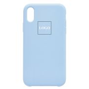 Чехол iPh XR силикон Soft Touch с лого бледный синий