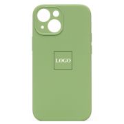 Чехол iPh 13 mini силикон Soft Touch с лого с защитой камеры зелёный