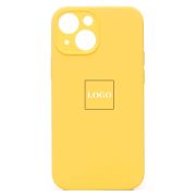 Чехол iPh 13 mini силикон Soft Touch с лого с защитой камеры жёлтый