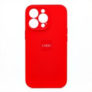Чехол iPh 13 Pro силикон Soft Touch с лого с защитой камеры красный