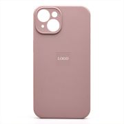 Чехол iPh 14 силикон Soft Touch с лого с защитой камеры бежевый
