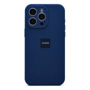 Чехол iPh 15 Pro Max силикон Soft Touch с лого с защитой камеры синий тёмный