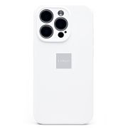Чехол iPh 15 Pro силикон Soft Touch с лого с защитой камеры белый