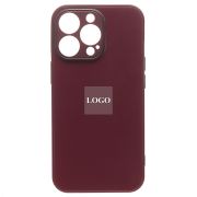 Чехол iPh 13 Pro силикон со стеклянной вставкой с защитой камеры бордо