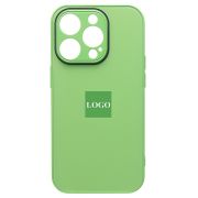 Чехол iPh 14 Pro силикон со стеклянной вставкой с защитой камеры зелёный