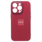 Чехол iPh 14 Pro силикон со стеклянной вставкой с защитой камеры красный