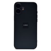 Чехол iPh 16 Plus метализированный с защитными линзами на камере с лого и SafeMag чёрный