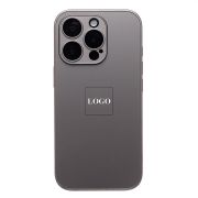 Чехол iPh 16 Pro метализированный с защитными линзами на камере с лого и SafeMag серый