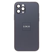 Чехол iPh 11 Pro метализированный с защитными линзами на камере с лого и SafeMag чёрный