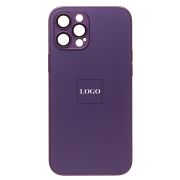 Чехол iPh 12 Pro Max метализированный с защитными линзами на камере с лого и SafeMag фиолетовый