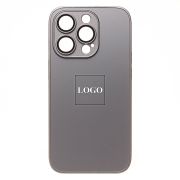 Чехол iPh 14 Pro метализированный с защитными линзами на камере с лого и SafeMag серый