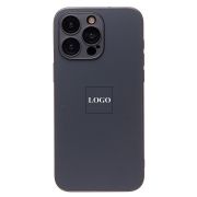Чехол iPh 15 Pro Max метализированный с защитными линзами на камере с лого и SafeMag чёрный
