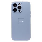 Чехол iPh 15 Pro Max метализированный с защитными линзами на камере с лого и SafeMag голубой