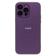 Чехол iPh 15 Pro Max метализированный с защитными линзами на камере с лого и SafeMag фиолетовый