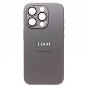 Чехол iPh 15 Pro метализированный с защитными линзами на камере с лого и SafeMag серый
