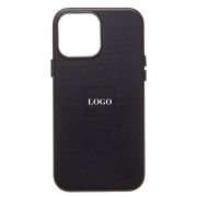 Чехол iPh 13 Pro Max экокожа с лого и SafeMag чёрный