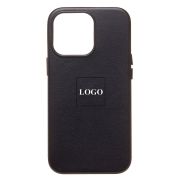 Чехол iPh 13 Pro экокожа с лого и SafeMag чёрный