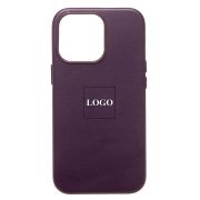 Чехол iPh 13 Pro экокожа с лого и SafeMag сливовый