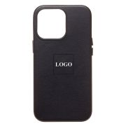 Чехол iPh 14 Pro экокожа с лого и SafeMag чёрный