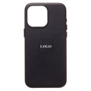 Чехол iPh 15 Pro Max экокожа с лого и SafeMag чёрный