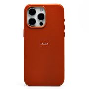 Чехол iPh 15 Pro Max экокожа с лого и SafeMag охра