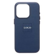 Чехол iPh 15 Pro экокожа с лого и SafeMag синий